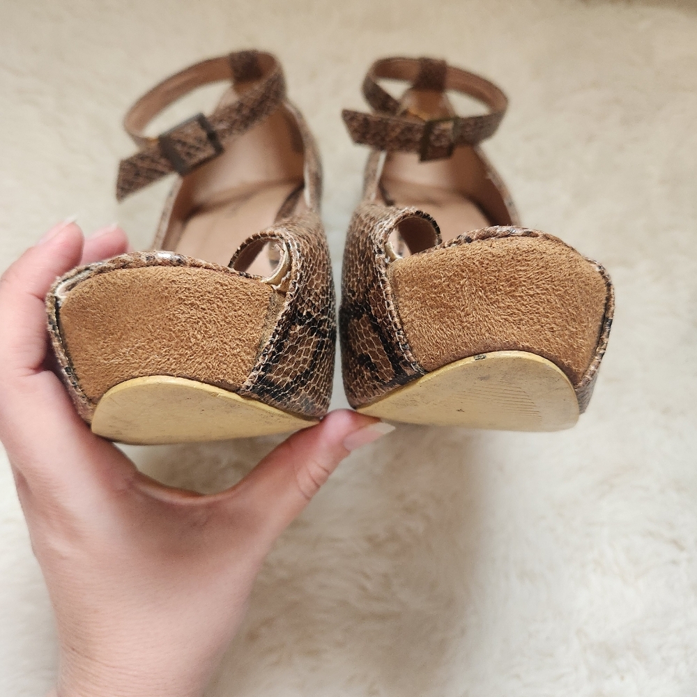 Roberto Vianni Vintage Y2K Snake Print Python Wedge Platform Heels Peep Toe 38 - Picture 7 of 14